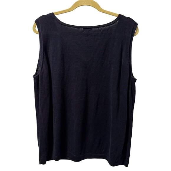 Talbots Womens Petite Linen Sleeveless Top 3XP Navy Blue vest - Picture 11 of 11